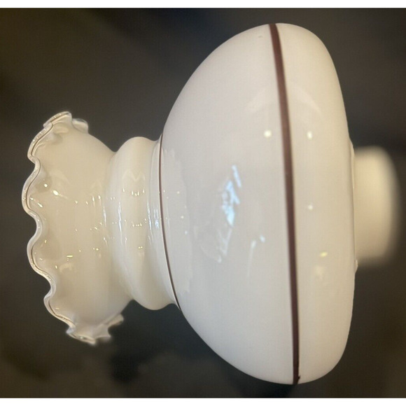 Vintage Lamplight Farms Oil Lamp Shade Stoneware Pottery Milk Glass Brown Ruffle - Picture 15 of 15